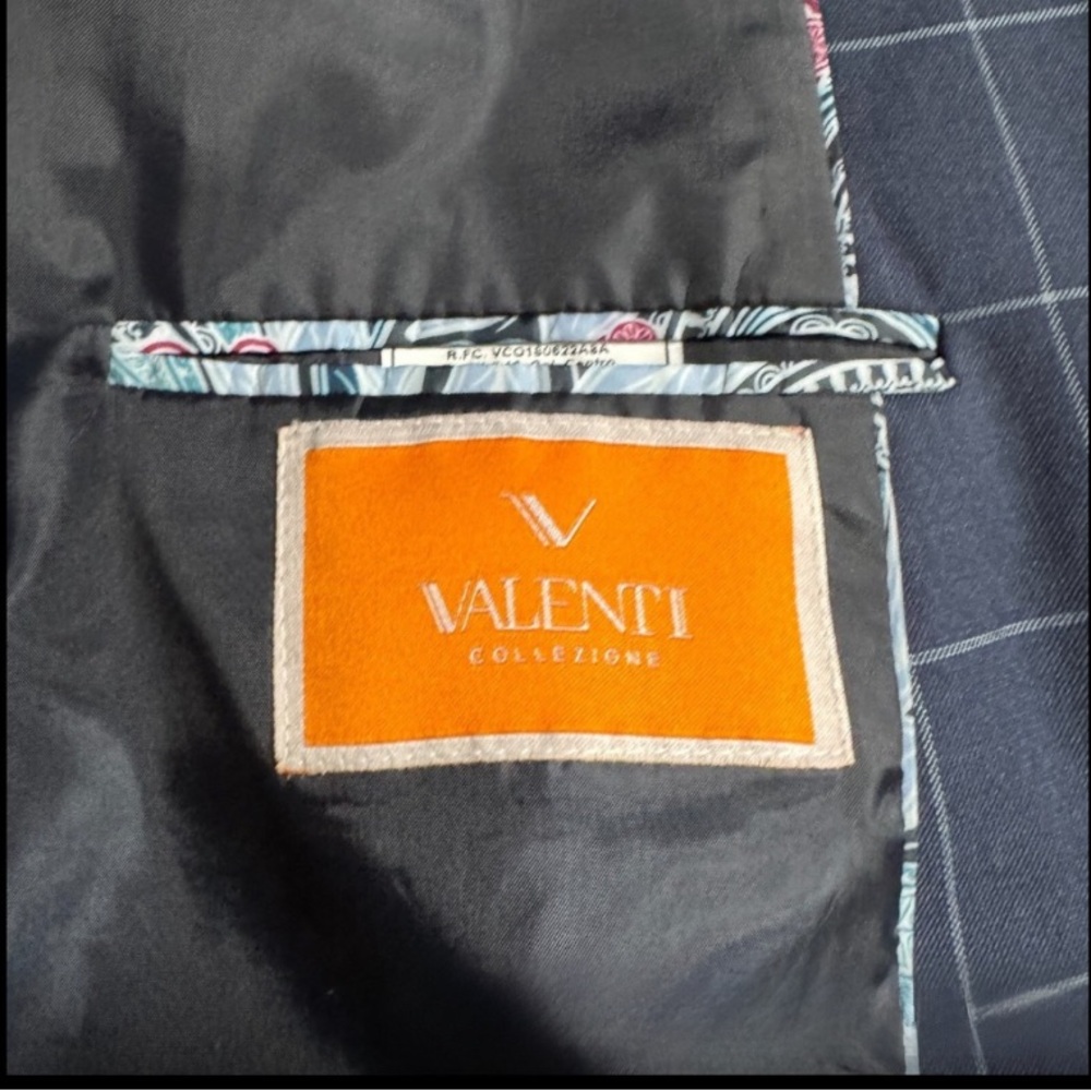 Valentino Navy Blue Checkered Suit - Picture 15 of 15